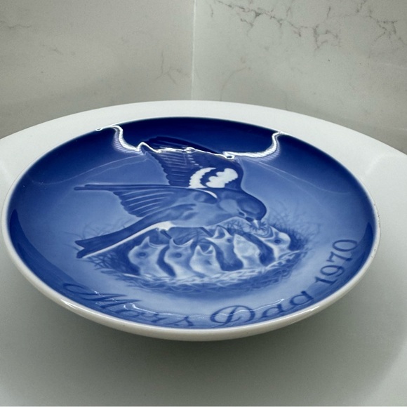 Bing & Grondahl Plate Sparrow With Hatchlings Mother's Day 1970 Mors Dag Denmark - Picture 2 of 8